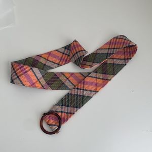 J.Crew checkered belt orange purple green